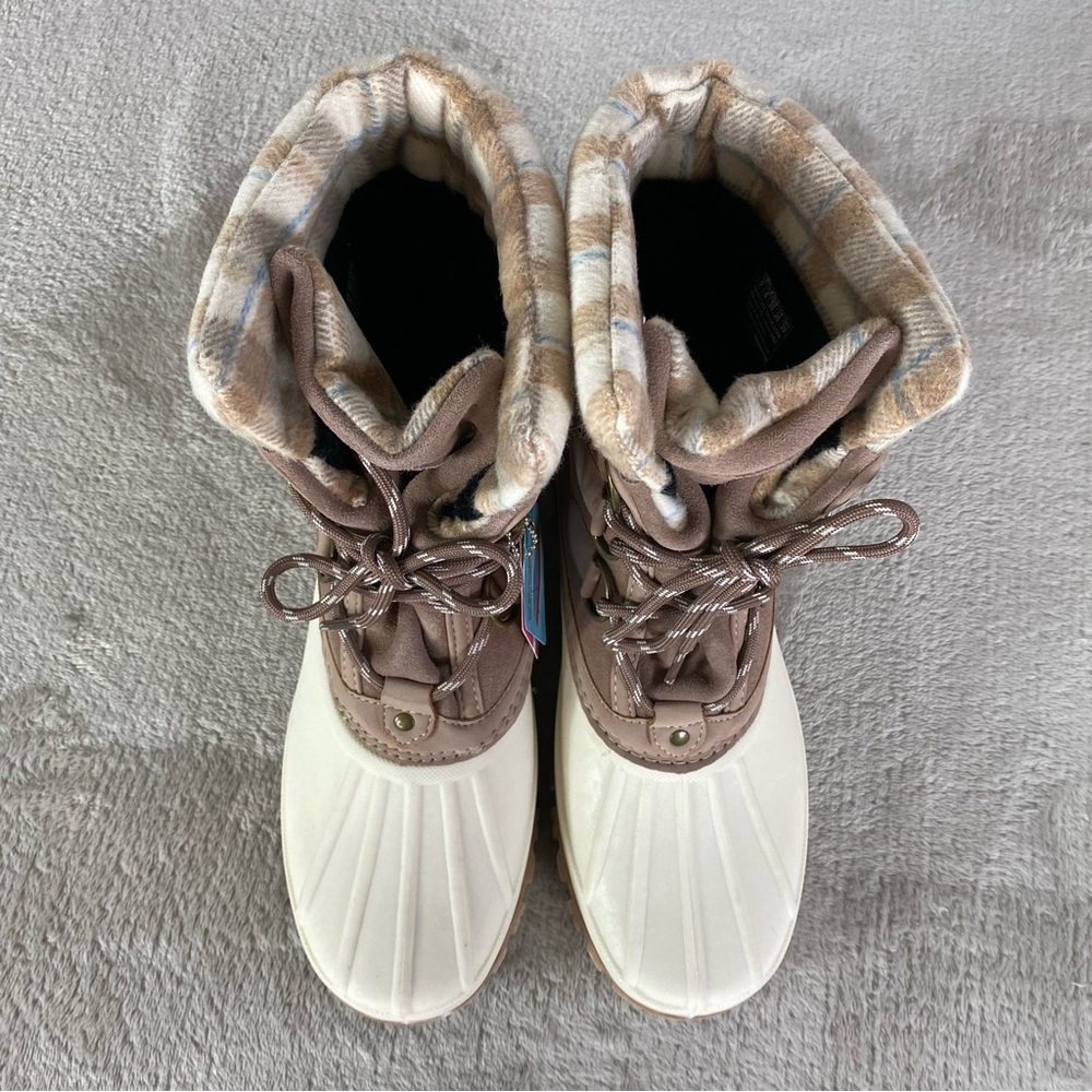 Skechers Windom Boots Womens Size 8 Tan Waterproof Duck Snow Winter Faux Fur NEW - Picture 8 of 13